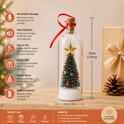 Recordable Christmas Message-in-a-Bottle Ornament with Voice Playback