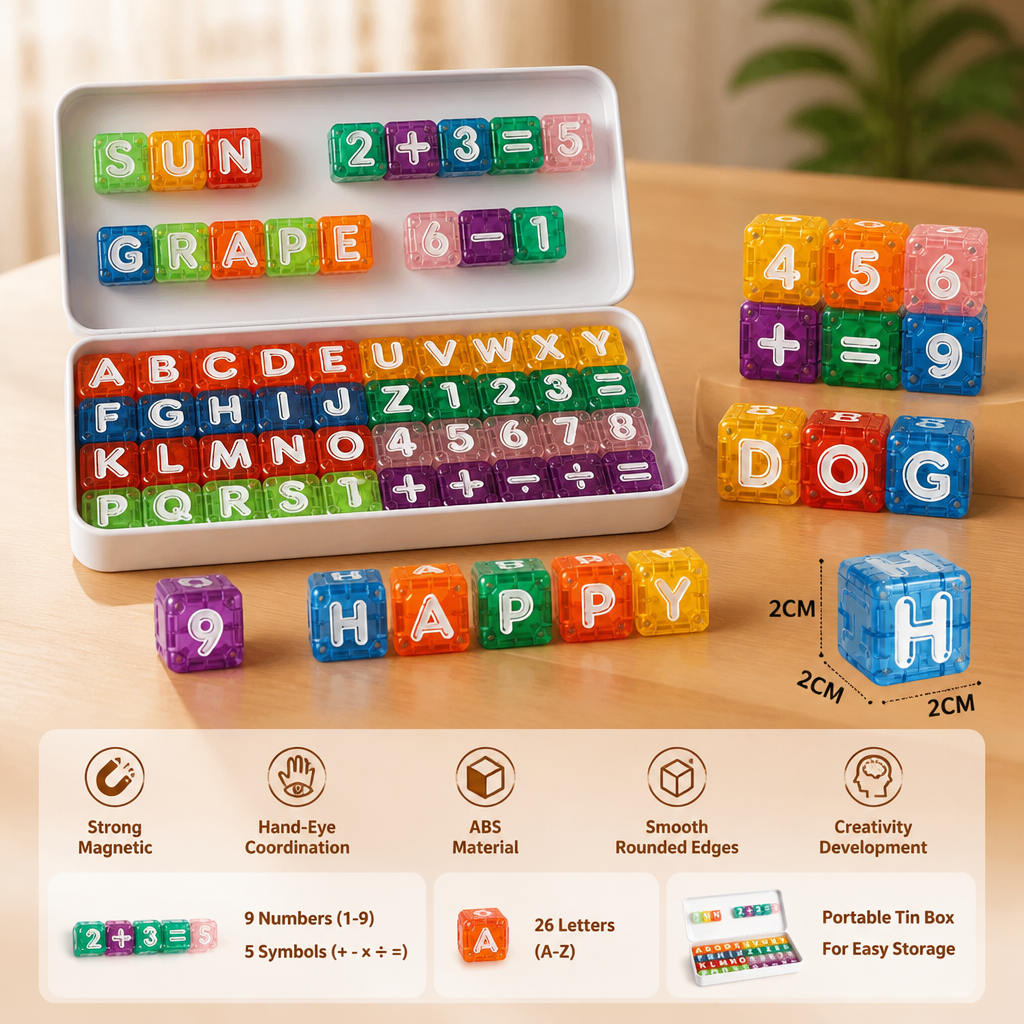 40-Piece Magnetic Letters & Numbers Learning Set – Montessori STEM Toy for Kids