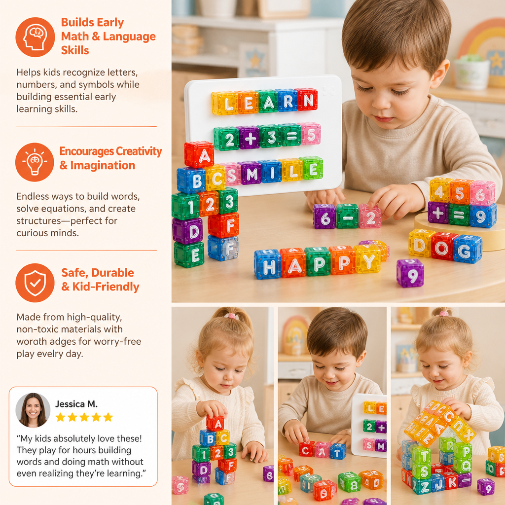40-Piece Magnetic Letters & Numbers Learning Set – Montessori STEM Toy for Kids