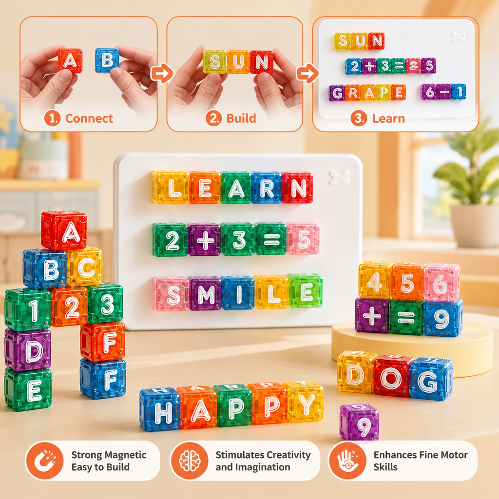 40-Piece Magnetic Letters & Numbers Learning Set – Montessori STEM Toy for Kids