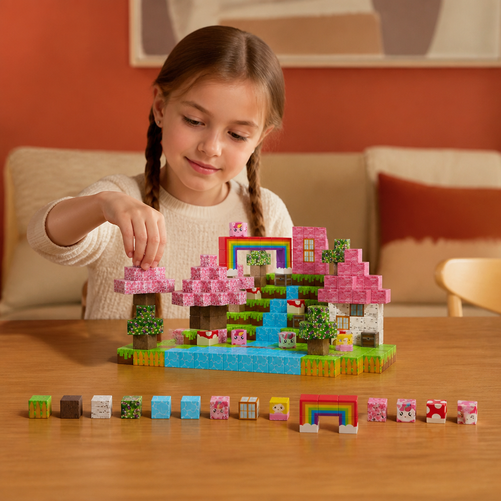 100-Piece Magnetic Building Cube Set – Montessori STEM Construction Toy for Kids