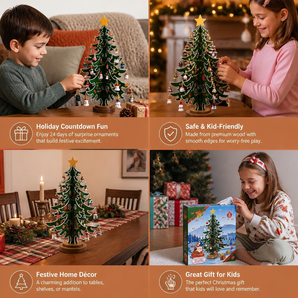 24-Day Mini Christmas Tree Ornament Advent Calendar for Kids