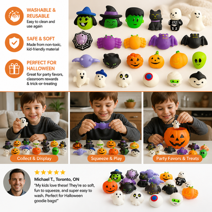 Washable & Reusable Halloween Squishy Toy Set for Party Favors and Trick-or-Treating