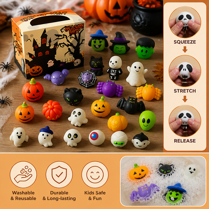 Washable & Reusable Halloween Squishy Toy Set for Party Favors and Trick-or-Treating