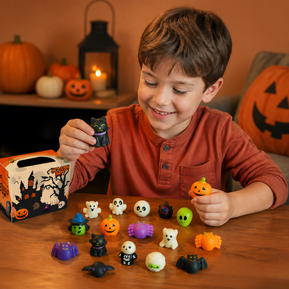 Washable & Reusable Halloween Squishy Toy Set for Party Favors and Trick-or-Treating