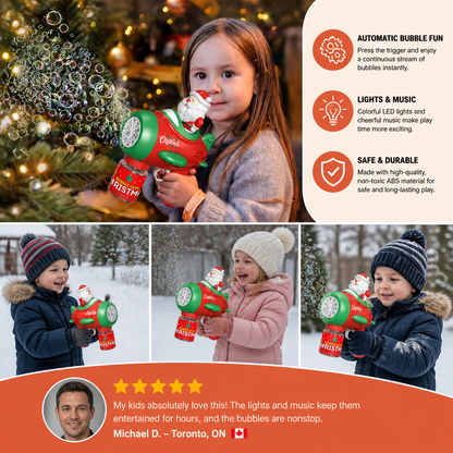 Electric Christmas Bubble Gun with Lights & Sounds for Kids
