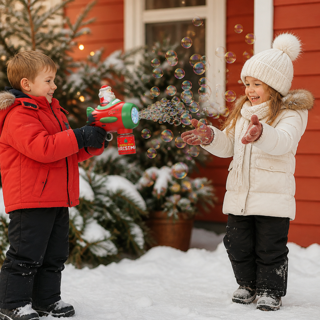 Electric Christmas Bubble Gun with Lights & Sounds for Kids