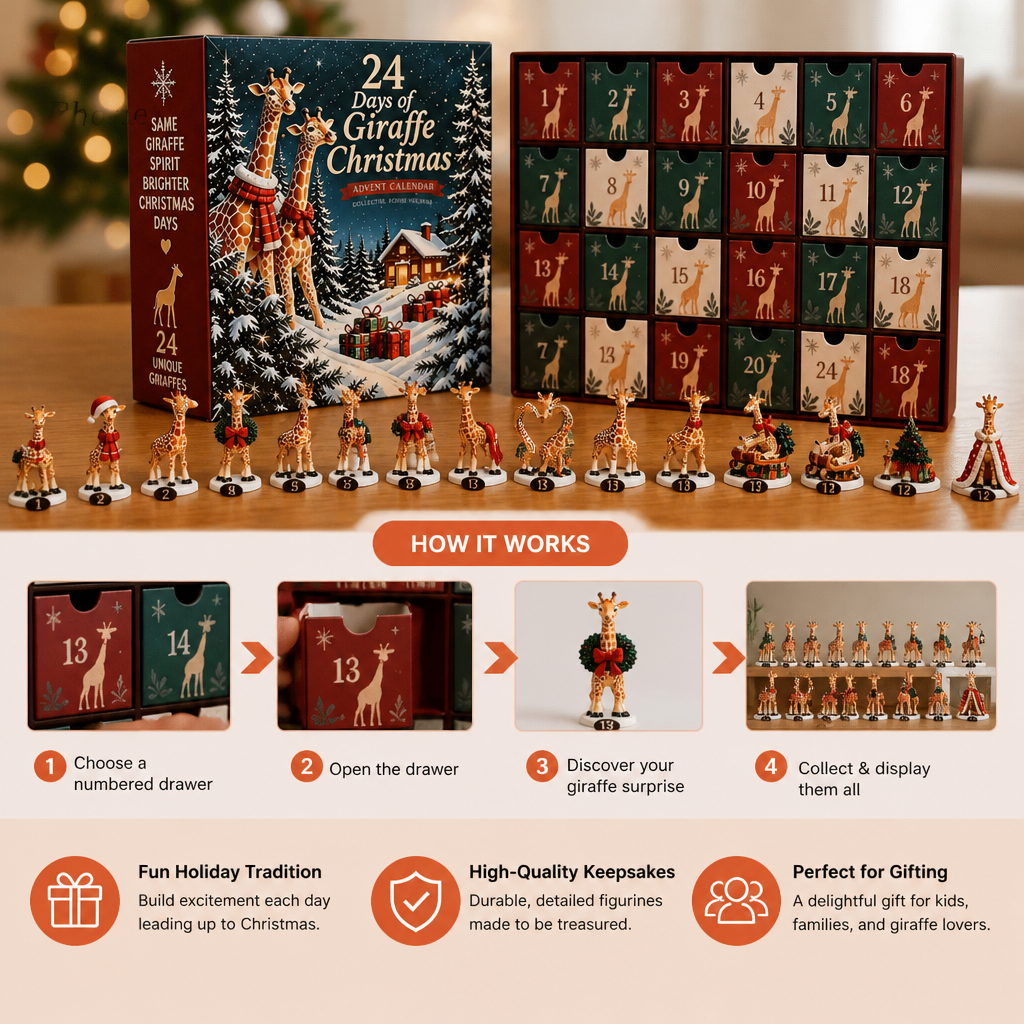 24-Day Christmas Giraffe Figurine Advent Calendar