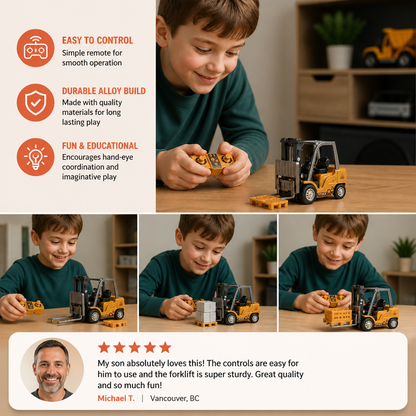 1:64 Scale RC Construction Vehicles – Forklift, Excavator, Dump Truck & Bulldozer