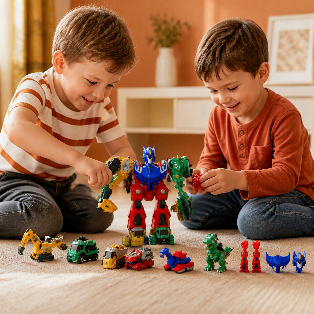 6-in-1 Magnetic Transforming Toy – Build 6 Vehicles, 3 Dinosaurs & 1 Robot
