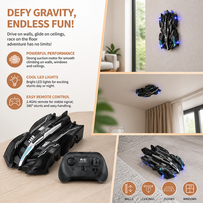 Remote Control Wall-Climbing Car with LED Lights