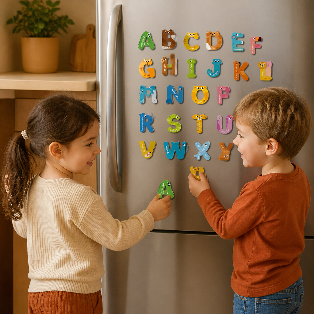 Animal Alphabet & Number Fridge Magnets – Kids’ Spelling and Learning Set