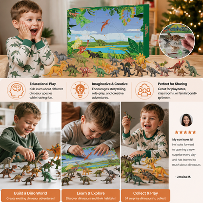 24-Day Dinosaur Toy Advent Calendar with Surprise Figures