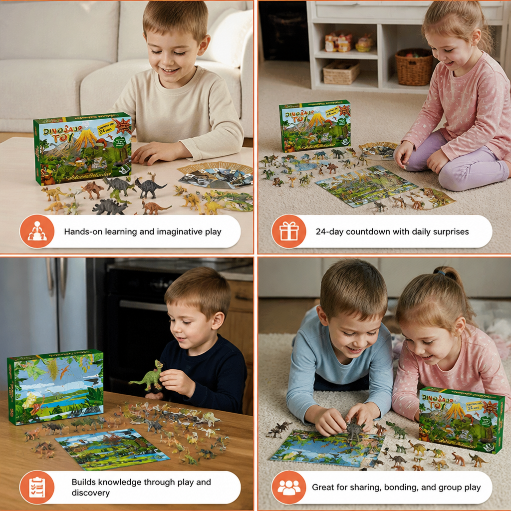 24-Day Dinosaur Toy Advent Calendar with Surprise Figures