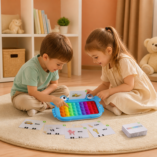 Interactive Talking Flash Card Learning Tablet with Pop-It Keyboard, Spelling & Phonics Games