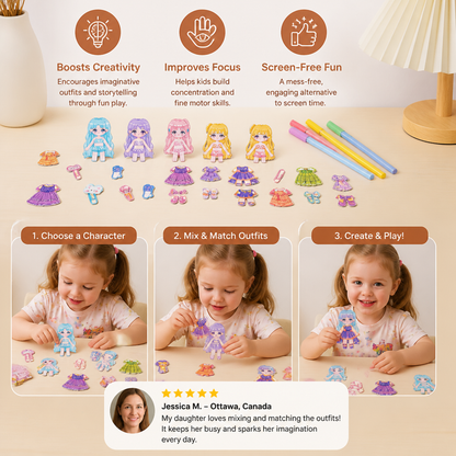 Princess Magnetic Dress-Up Set with 3D Stickers