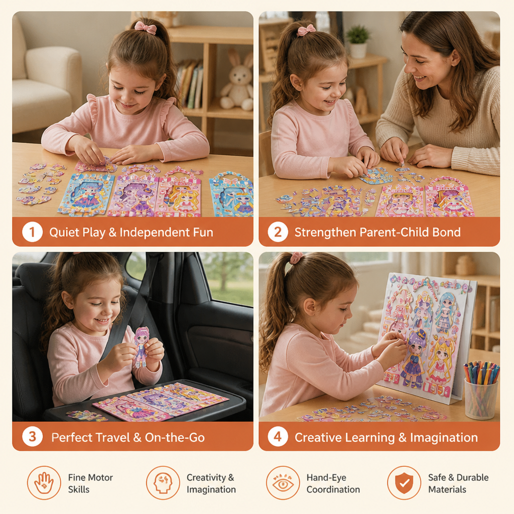 Princess Magnetic Dress-Up Set with 3D Stickers