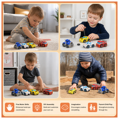 4-Piece DIY Take-Apart City Vehicle Set with Toy Drill