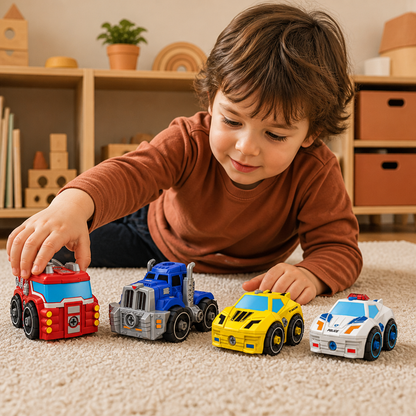 4-Piece DIY Take-Apart City Vehicle Set with Toy Drill