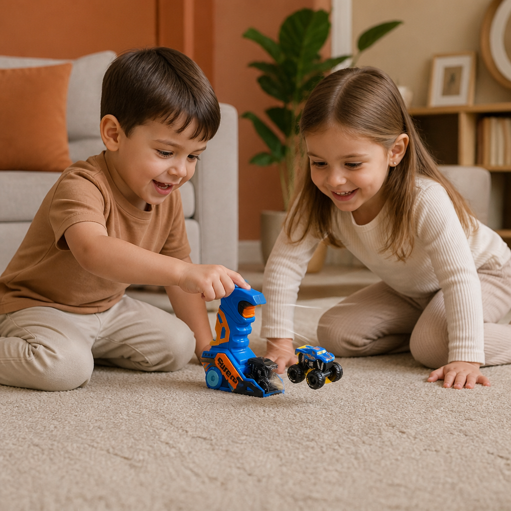 One-Click Monster Truck Launcher with Helmet & Handle Design