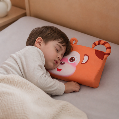 Calming Ergonomic Kids’ Pillow with Cartoon Animal Pillowcase
