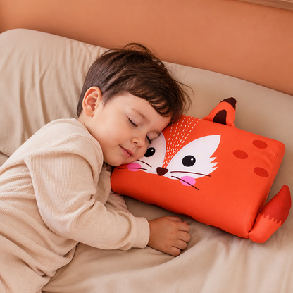 Calming Ergonomic Kids’ Pillow with Cartoon Animal Pillowcase
