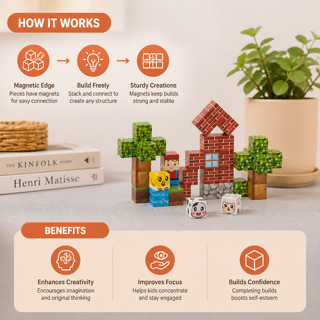40-Piece Magnetic Building Blocks Set for Kids – Perfect for On-the-Go Fun