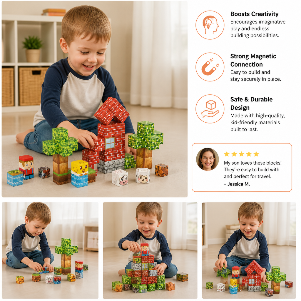 40-Piece Magnetic Building Blocks Set for Kids – Perfect for On-the-Go Fun