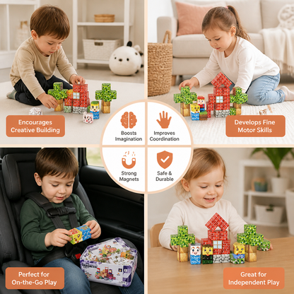 40-Piece Magnetic Building Blocks Set for Kids – Perfect for On-the-Go Fun