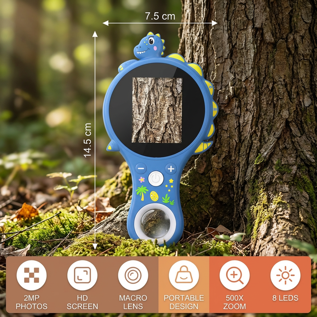 Kids Digital Video Microscope with Screen – Portable Science Explorer for Little Investigators