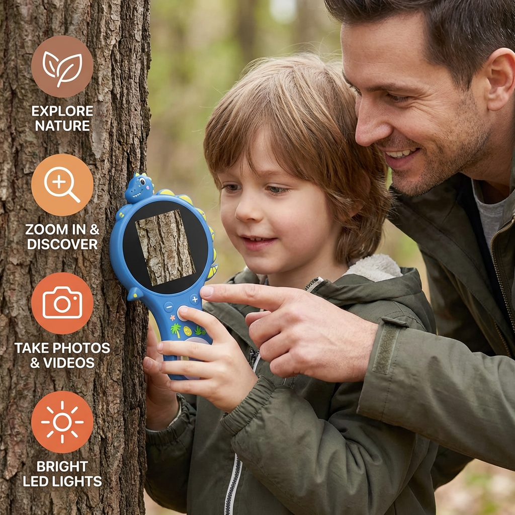 Kids Digital Video Microscope with Screen – Portable Science Explorer for Little Investigators