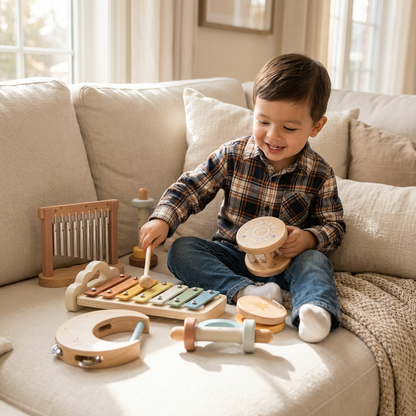 6-Piece Wooden Baby Musical Instrument Set – Sensory Sound & Music Toy