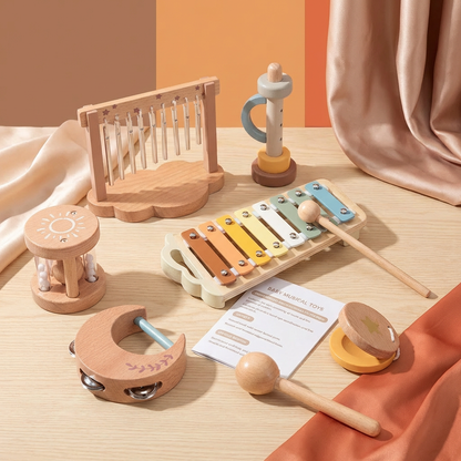 6-Piece Wooden Baby Musical Instrument Set – Sensory Sound & Music Toy