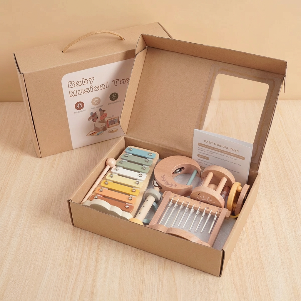 6-Piece Wooden Baby Musical Instrument Set – Sensory Sound & Music Toy