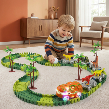 Dinosaur Track Adventure – Flexible Racing Track with Glowing Train