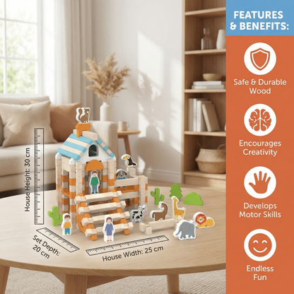 Montessori Wooden Building Block Set – Natural Stacking and Construction Toy