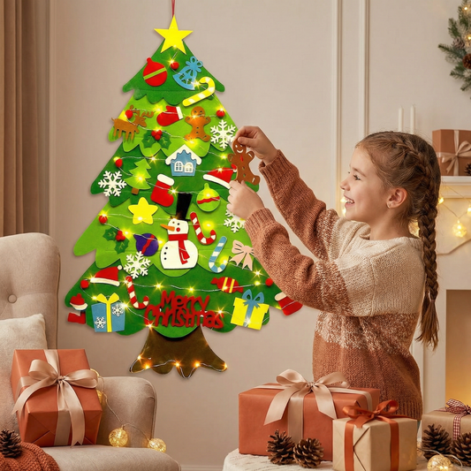 DIY Felt Christmas Tree for Kids | Safe Wall Decoration with Removable Ornaments for Fun Holiday Play