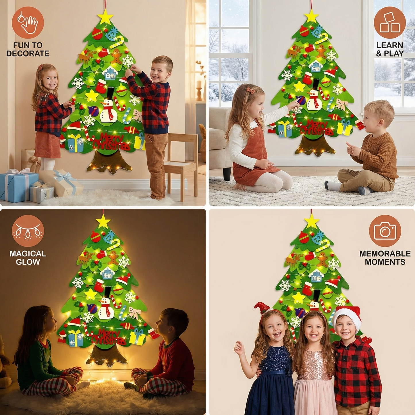 DIY Felt Christmas Tree for Kids | Safe Wall Decoration with Removable Ornaments for Fun Holiday Play