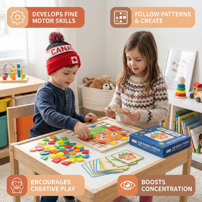 Montessori Mosaic Puzzle Colors and Shapes Game