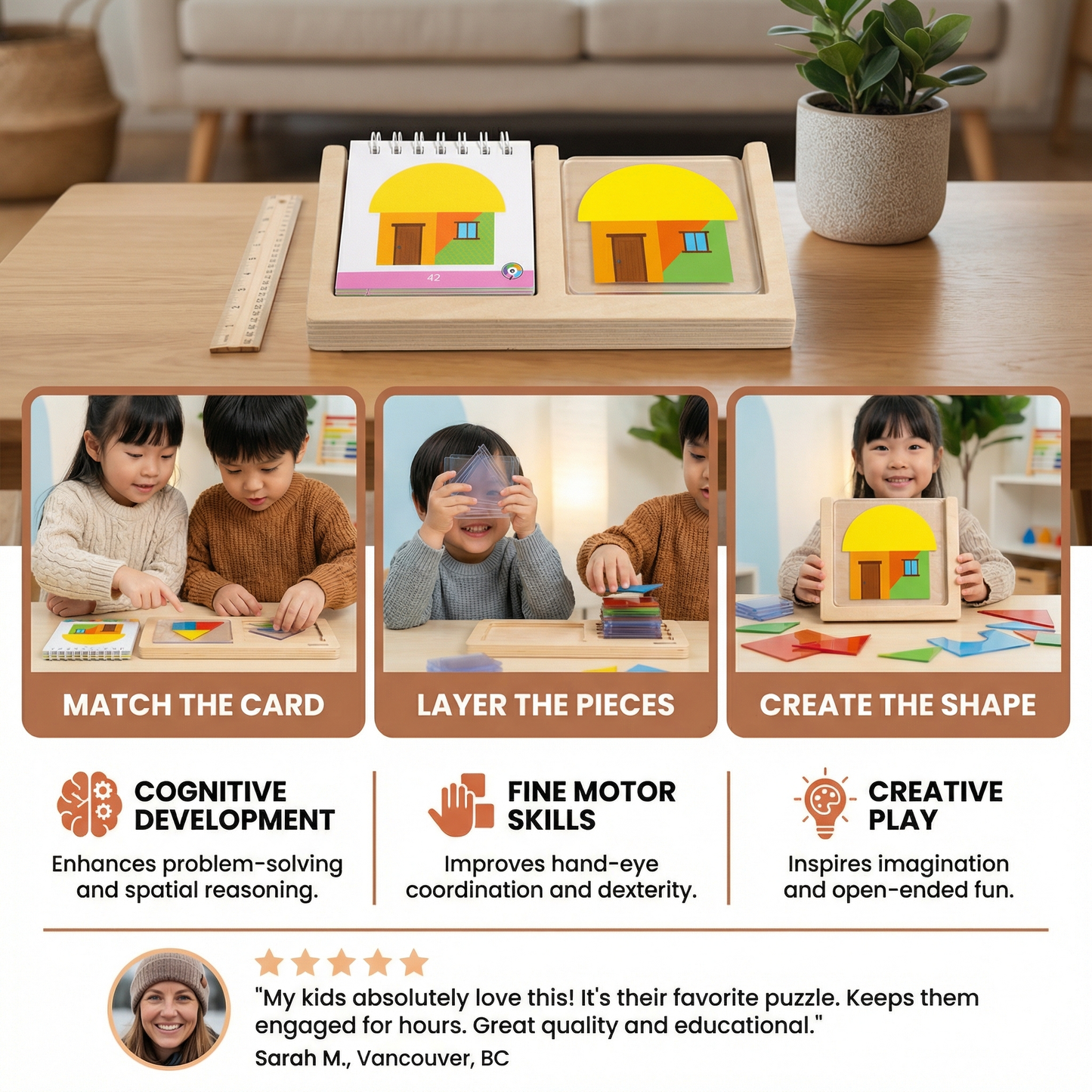 Geometric Colors and Shapes Puzzle Game - Promotes Logical Thinking
