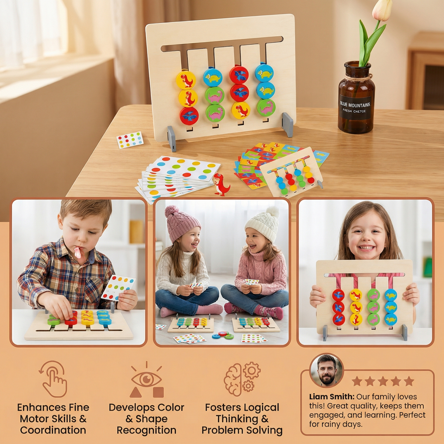 Montessori Color Pattern Matching Game Made of Wood