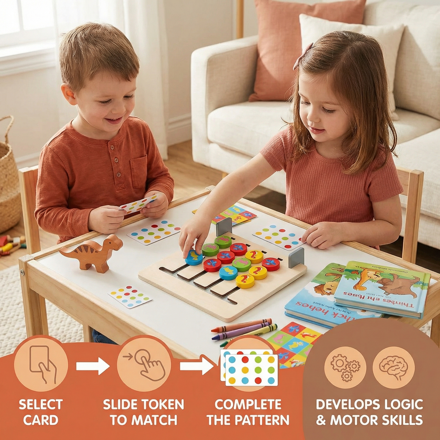 Montessori Color Pattern Matching Game Made of Wood