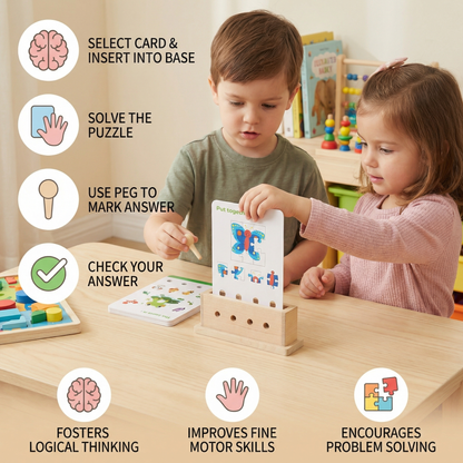 Wooden Logic Decoding Learning Game for Kids - Promoting Early Skills