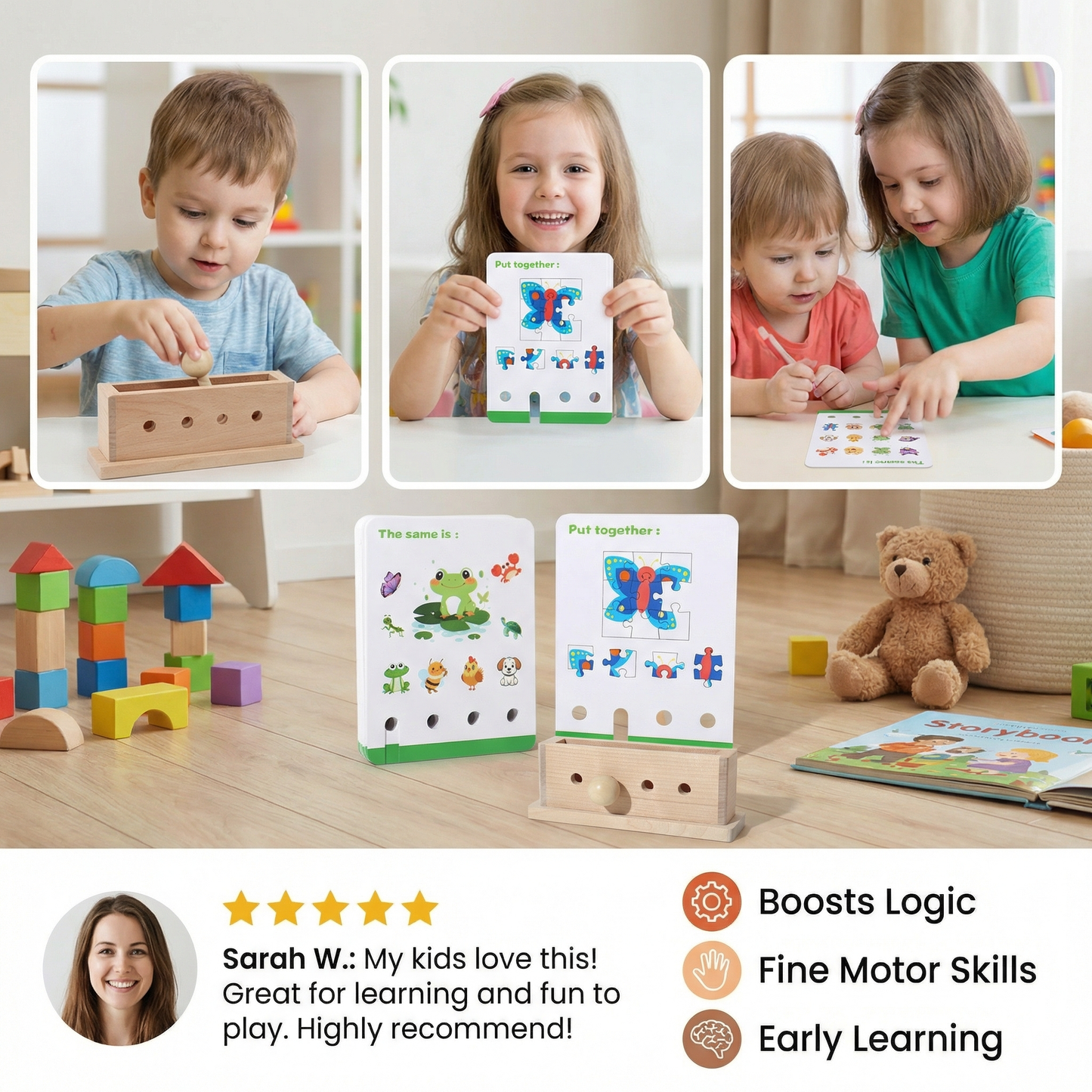 Wooden Logic Decoding Learning Game for Kids - Promoting Early Skills