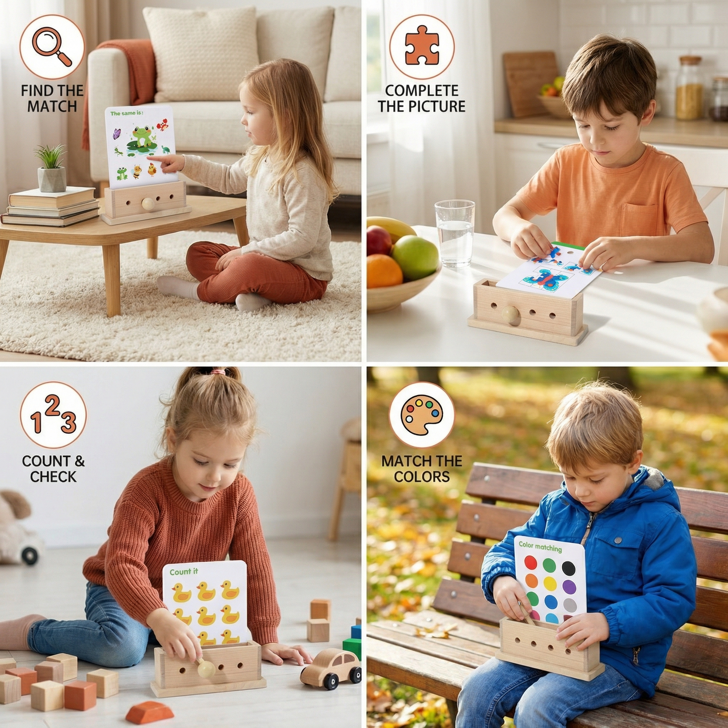 Wooden Logic Decoding Learning Game for Kids - Promoting Early Skills