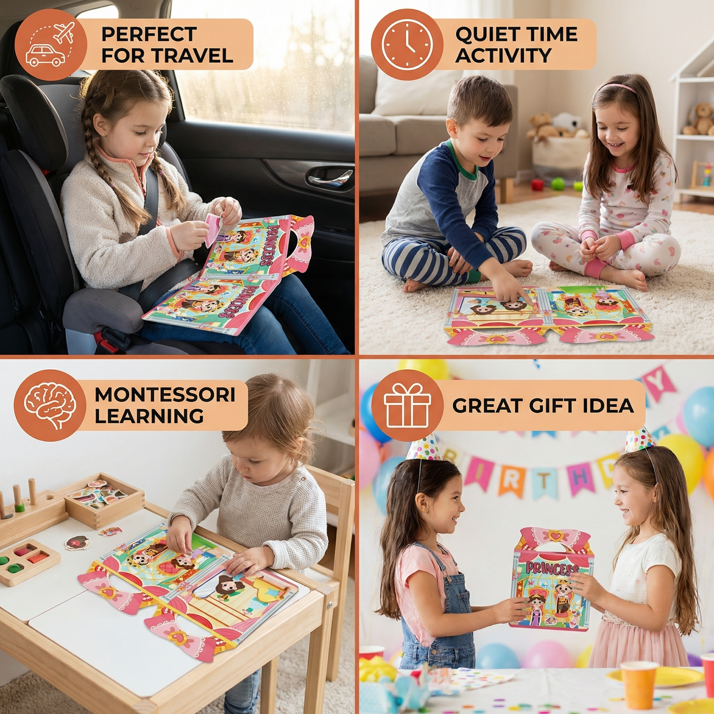 Reusable Montessori Sticker Books with Various Theme Worlds