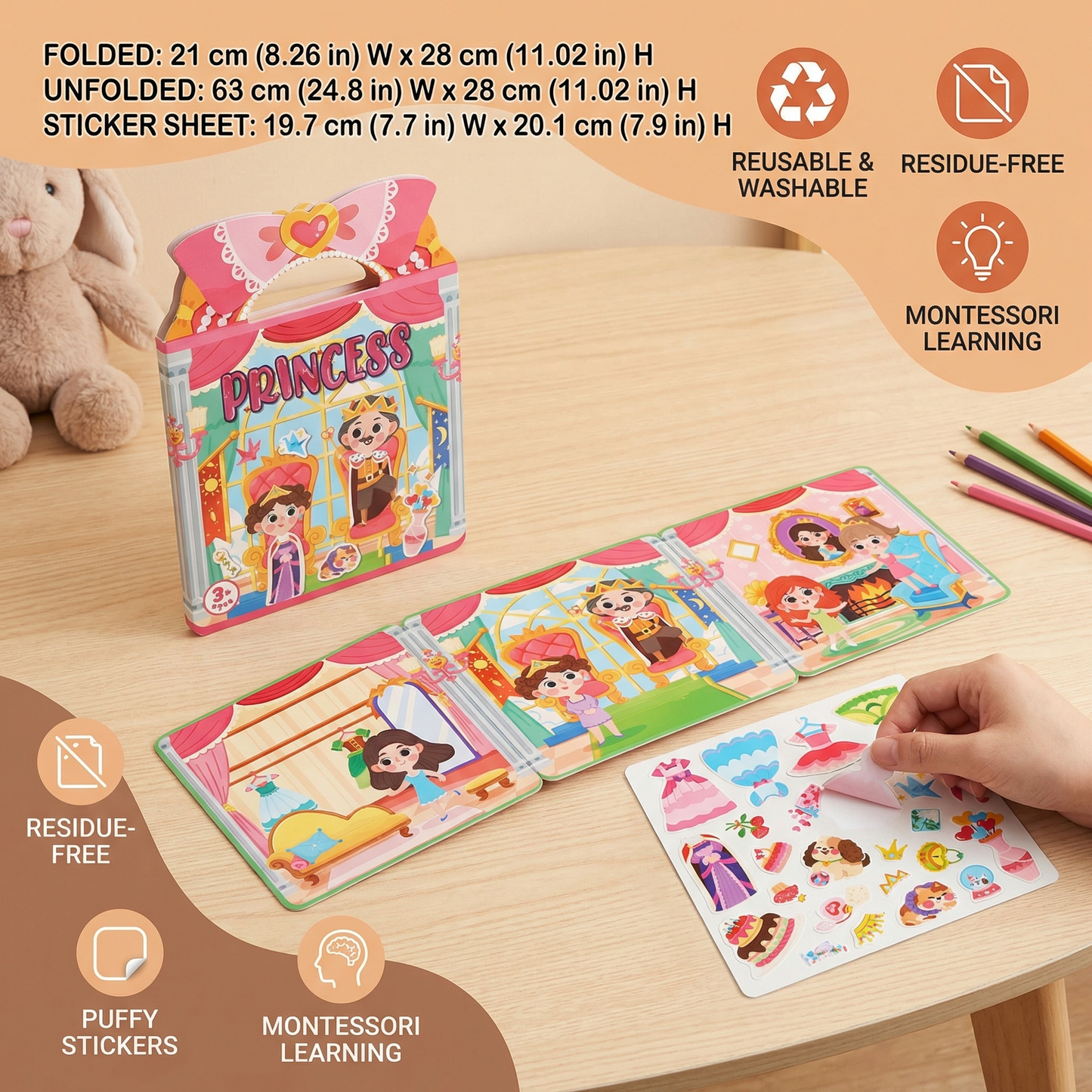 Reusable Montessori Sticker Books with Various Theme Worlds