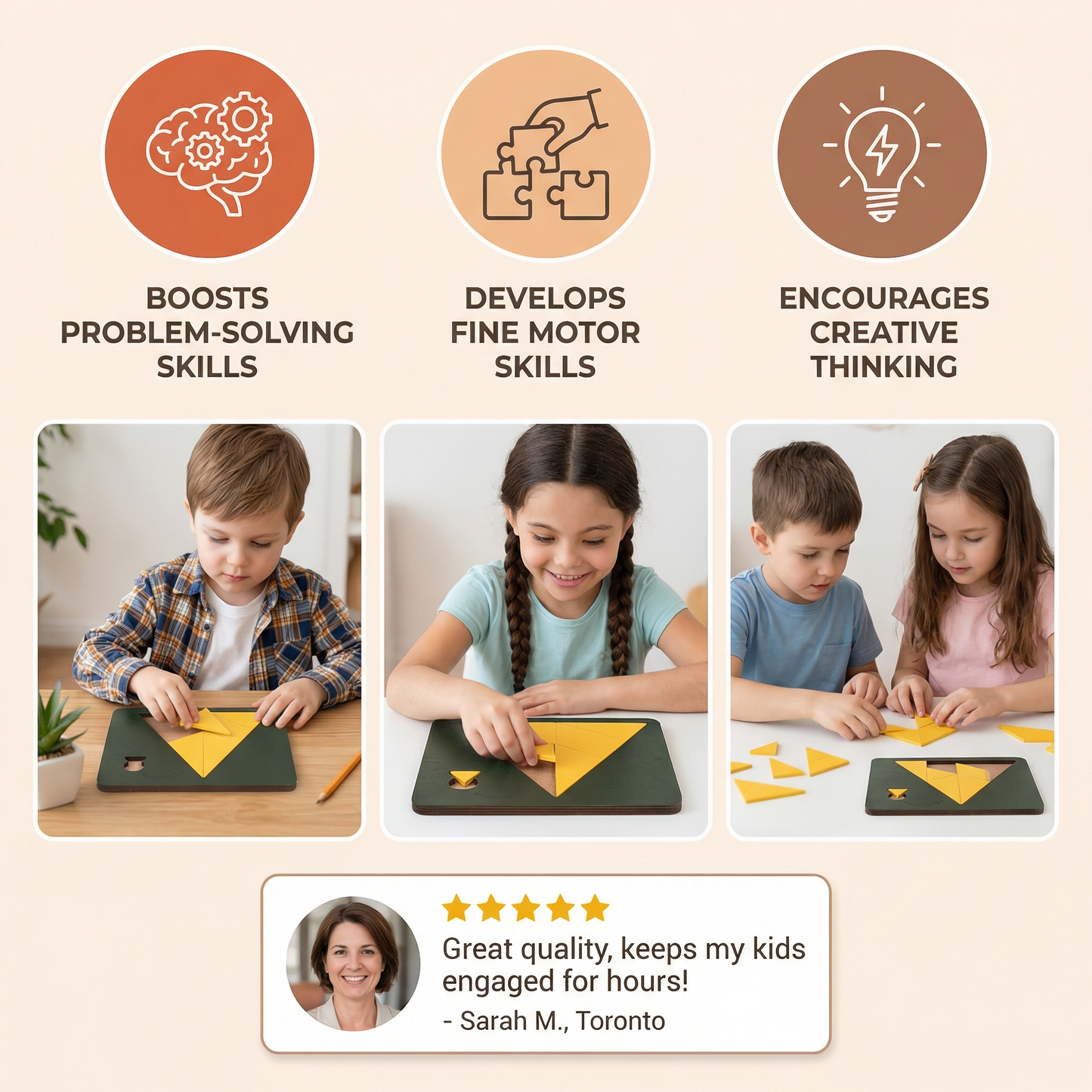 Tangram Puzzle Game Made of Wood