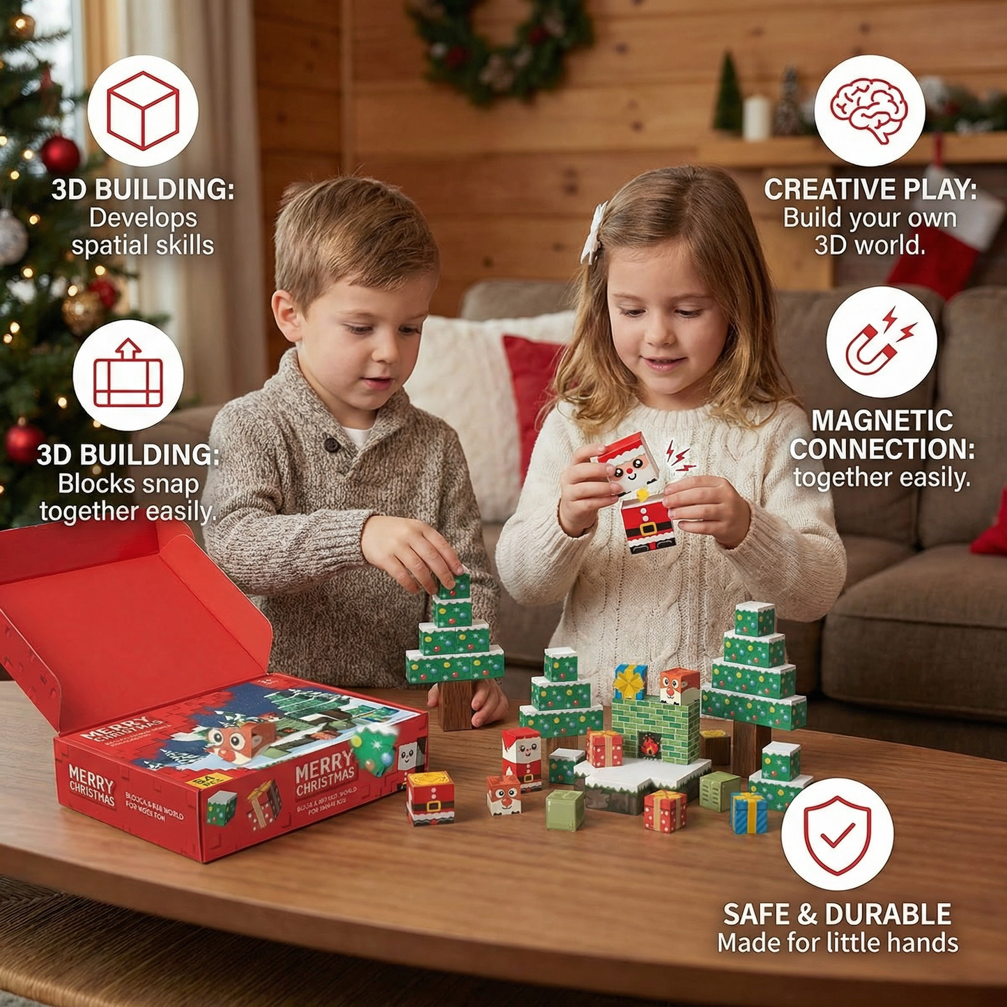 Christmas Magnetic Cube Building Blocks