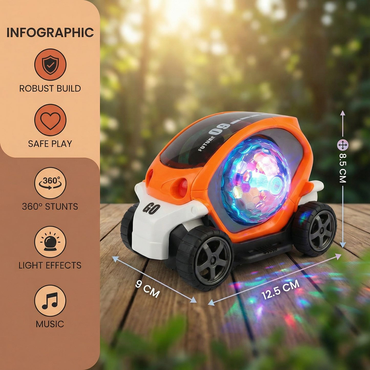 Glowing 360° Music Stunt Car